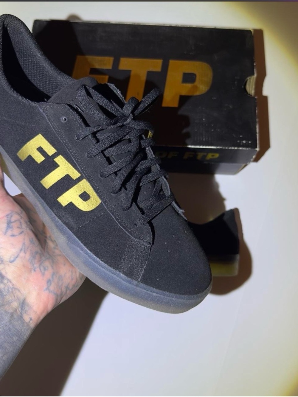 FTP Black Suede Sneakers with Gold Logo